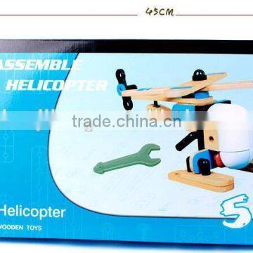 Wood DIY Assembly Helicopter Toy Wooden Educational Toys for Kids photo-4