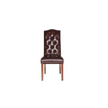 Real Leather Seat Back Dining Chair Rustic Western