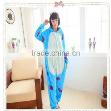 Cartoon doraemon sky-blue thick comfortable flannel fleece nightgown for women