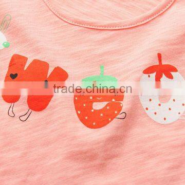 Girls Bat Sleeve Loose Lovely Print Shoulder Crewneck Undershirt T-shirts photo-6