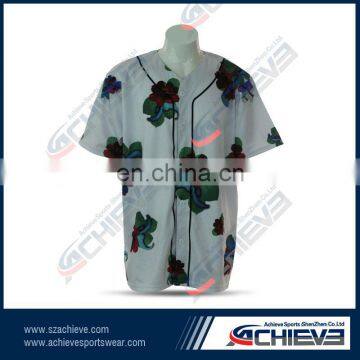 Full button short sleeve team sublimated baseball jerseys/shirts customised 100% polyester baseball vest,baseball jersey