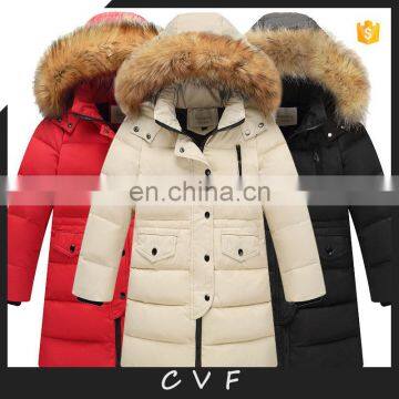 2017 new design children down jackets coat with real fur collar for winter