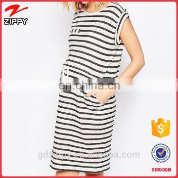 Maternity Clothes Manufacturer Stripe Detail Sleeveless 100 Cotton Wholesale summer maternity clothes