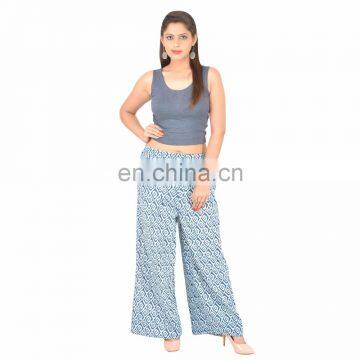 Ladies Wear 100%Cotton Loose Wide Leg Trousers Floral Printed Long Palazzo Yoga Sexy Pants