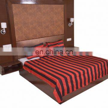 Soundarya high quality poly silk stripes design double bed cover set