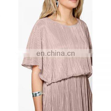 Summer Pleated Kimono Sleeve Skater Dress Elegant Women Dresses photo-5