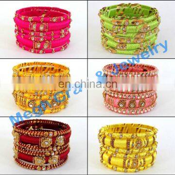 WHOLESALE LOT THREAD BANGLES-INDIAN ETHNIC HANDMADE THREAD BANGLE-ACRYLIC THREAD BANGLE BRACELET-ONLINE BUY LOT THREAD BANGLES