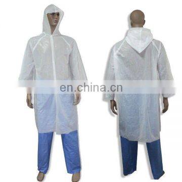 dust protection disposable nonwoven preventing 100% pe visitor coat with different sizes and colors