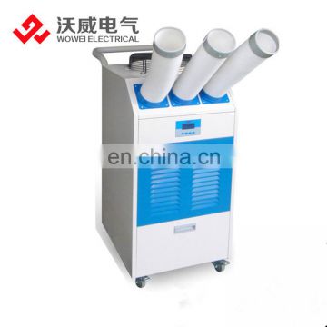 Industrial portable air cooler with mobile wheels and two side air inlet for workshop