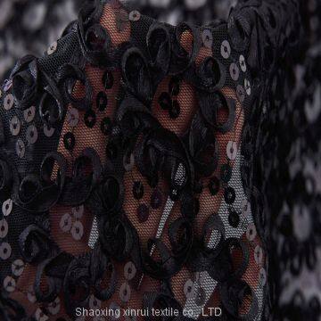 Black and Gold Sequin Paillette Fabric Embroidery photo-5