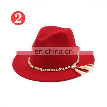 Woolen Felt Hat Panama Jazz Fedoras Hats Tassel Pearl Vintage Cap Formal Party And Stage Top Hat for Women Men Unisex photo-2