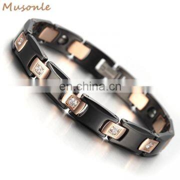 Ceramics Magnetic Energy Therapy Men's Link Wrist Bracelet Bio Tungsten Magnetic Bracelet photo-3