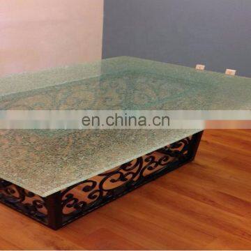 Decorative Ice Cracked Tempered Laminated Glass Tabletop