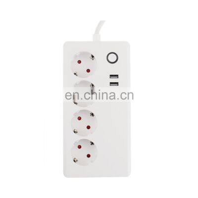Universal EU Travel Extension Plug Socket 4 Outlets 2 USB Desktop Power Strip Surge Protector photo-4