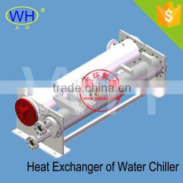 Water cooled refrigerant condenser heat exchanger of water chiller