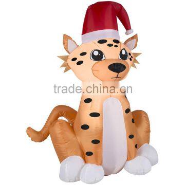 Inflatables Christmas Cheetah with Santa Hat Decoration
