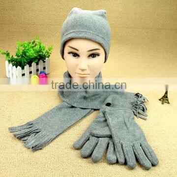 2016 Fashion Two-pieces poral fleece hat & Scarf & Glove Sets