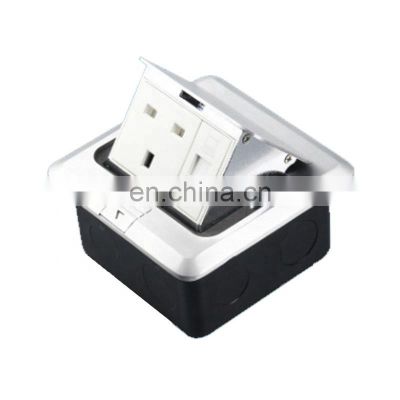 British UK 3 Pin Hidden Universal 13a 250V Electrical Plug Power Internet Flip-up Type Floor Socket Box