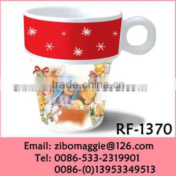 Stackable 8oz Professional White Porcelain Christmas Coffee Mug for White Mugs Wholesale