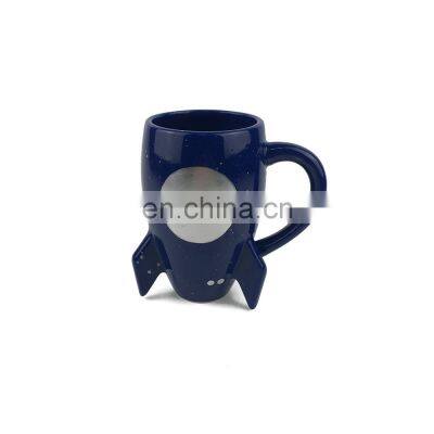 custom design pattern 3d rocket shaped porcelain ceramic coffee mug