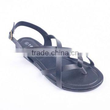 Newly Fancy Woman Promotion Summer Flat Strap Ankle Sandals With Golden Buckle photo-2