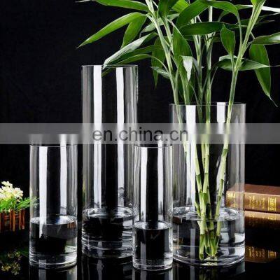 wholesale custom houseware big clear elegant cylinder glass vase for decoration