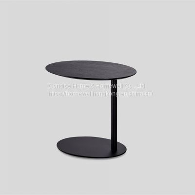 LT1527-3 modern side table Oval shape black sintered stone top steel base side table