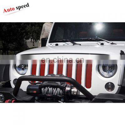 Red Aluminum Mesh Grill Inserts For Jeep Wrangler JK photo-3