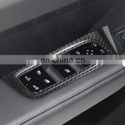 Real Carbon Fiber Car Interior Window Lift Button Frame Trim For Porsche Cayenne Left Hand Drive Accessories photo-5