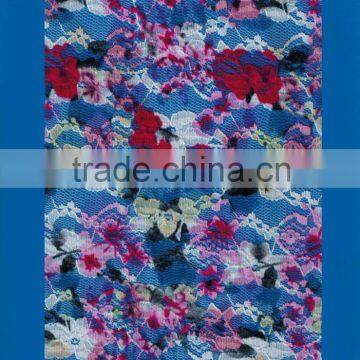 Spandex chemical flower lace mix color lace fabrics for dress