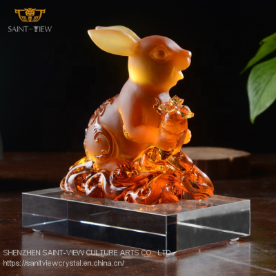 Crystal New Years Souvenir Hallway Decor High Quality Craft Rabbit Manufacturer photo-2