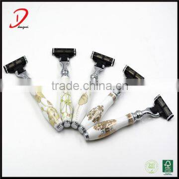 Chinese Style 3 Blade Head Men Ceramic Shaving Razors With Gift Box photo-3