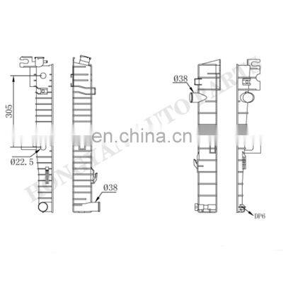 Aluminum&copper water cooling radiator plastic tanks