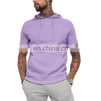 Custom Color Elastic Mens Purple T shirts Short Sleeve Men's Hoodies Tshirt Pocket Tshirt In Bulk