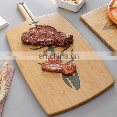 Design Unique High Quality Organic Engraved Bamboo Pizza Cutting Board