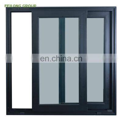 yantai feilong residential slide windows black aluminium frames sliding window aluminum double glazed sliding window