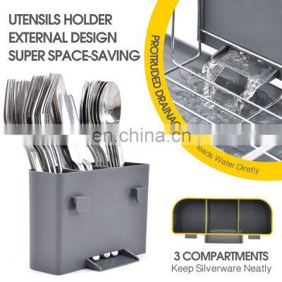 Dish Rack, Large Capacity Dish Drainer, Dish Drying Rack With Cutlery Holder photo-4