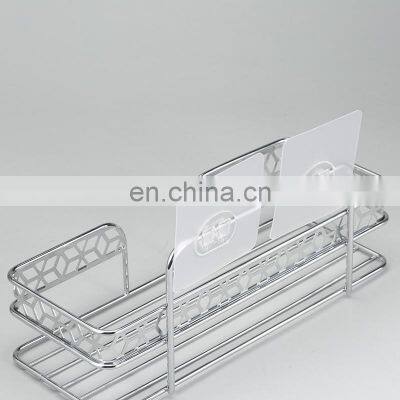 ODM Diamond Series Bathroom Iron Rack Wall Mounted Stickers Wire Basket Shower Caddy Bathroom Shelf photo-5