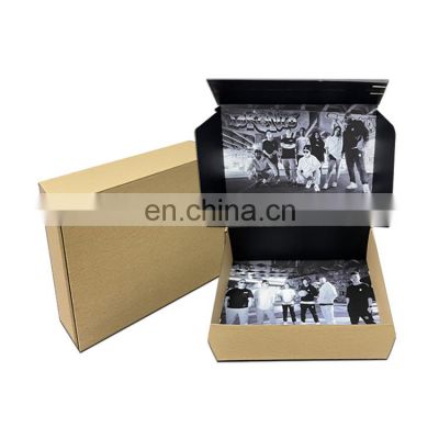 Black Custom printed  kraft quick clothing hat self seal adhesive mailer packaging shipping boxes tear strips zipper postage box