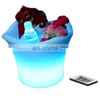 large ice bucket /Colorful decorative bar furniture PE material horizontal tray plastic led illuminated ice bucket