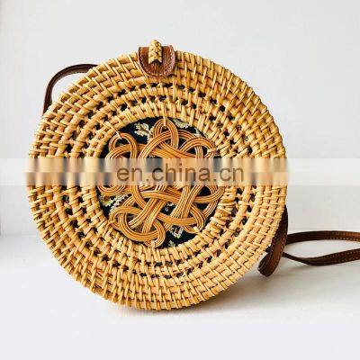 Double Circles Round Handwoven Rattan Bag Shoulder Boho Bag