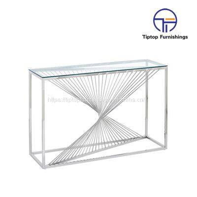 Fashion Luxury New Design Console Table Hallway Classic Konsole Modern Black Italian Stainless Steel Console Table photo-3