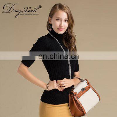 100% Cashmere Preppy Style Turtleneck Sweater Women Slim Fit Half Sleeves Solid Pattern Knitted Winter OEM Service Available photo-3