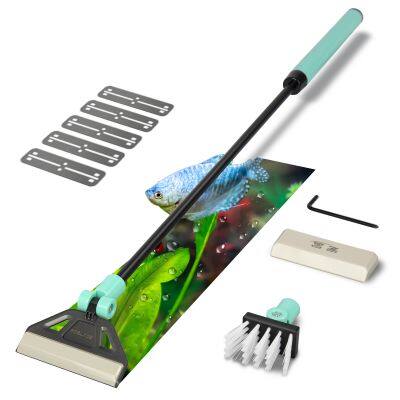 boxtech Fish Tank Cleaner Kit, 2 in 1 Aquarium Algae Scraper with 5 Stainless Steel Blades,Aquarium Cleaning Tool Set