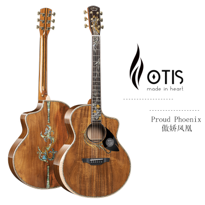 Wholesale China Factory OTIS Proud Phoenix 41 Inch All Solid Acoustic Guitar (Acacia Mangium Veneer, Ebony Fingerboard) Accept OEM ODM Custom Logo