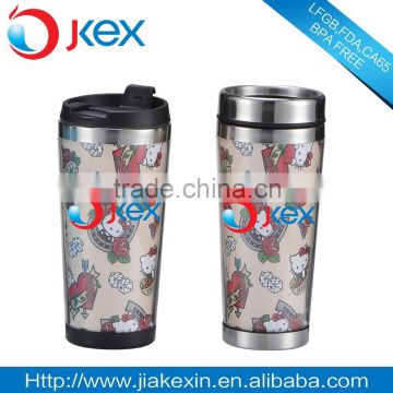 Double wall thermo coffee mug metal drink bottle with photo insert