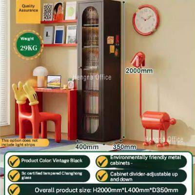 HN-H185 Tall Modern Curio Cabinet With 3C Tempered Glass & Safety Wall Anchor, Industrial Living Room Display Case for Furniture Brands OEM/ODM