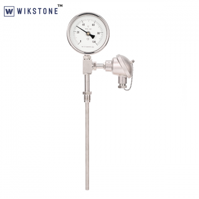 Промышленный биметаллический термометр с выходом передатчика и задним подключением. Биометаллический манометр температуры