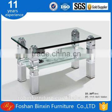 Living room furniture modern RB-2007 rectangular glass coffee table aluminum alloy metal tea table