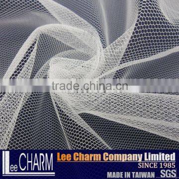 Taiwan 100 Polyester 30D Hexagon Soft White Tulle Net Fabric